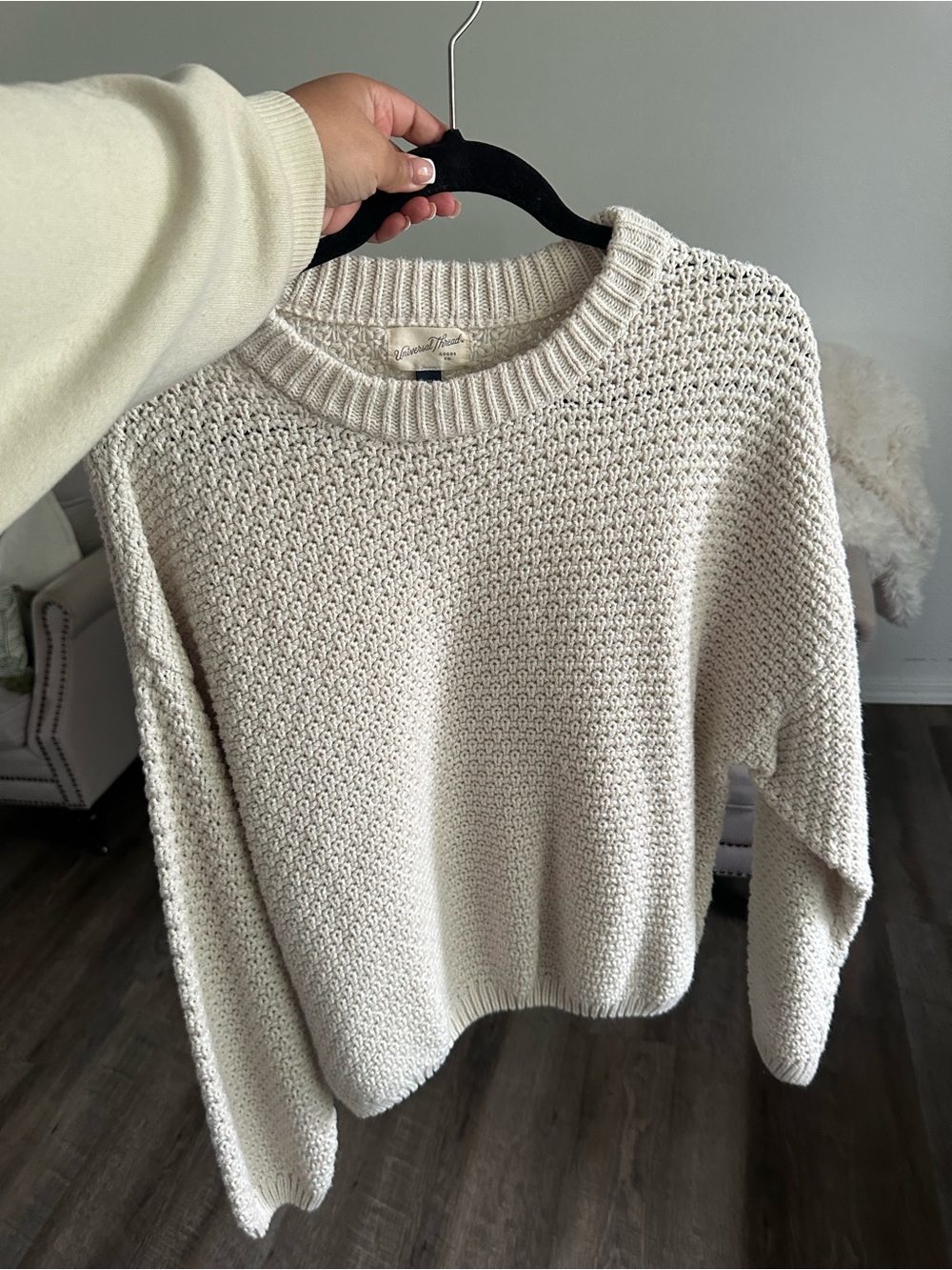 Universal Thread Cream Textured Crewneck Sweater